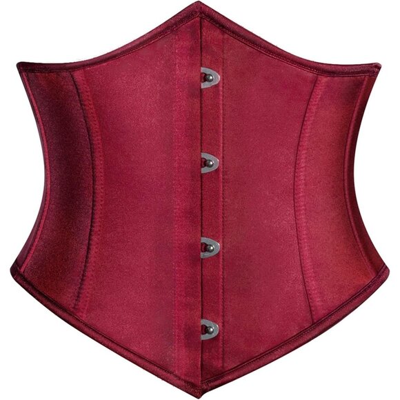 Women's Wine Red Floral Lace Up Boned Underbust Darkness Corset Waist Belts - Picture 1 of 9